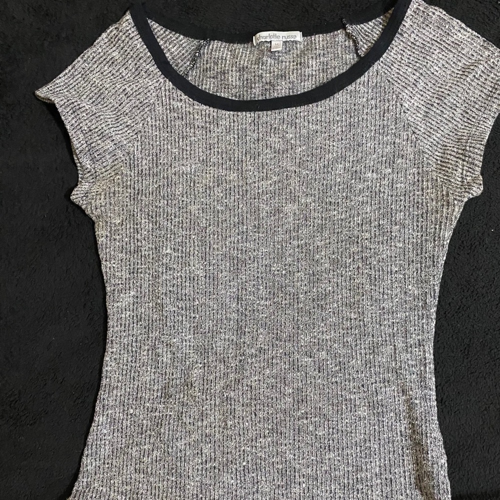Charlotte Russe small gray and black stretch shirt